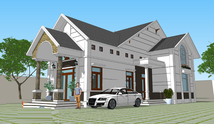 nhà vườn 1 tầng có gác lửng