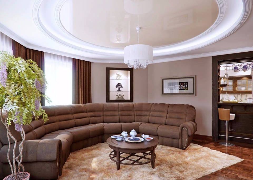 phòng khách ấn tượng với bộ sofa màu nâu