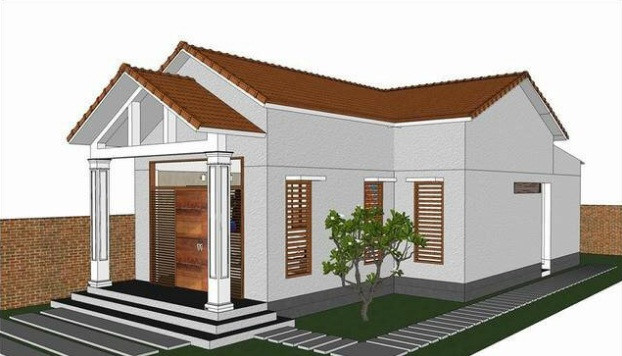 Mẫu nhà cấp 4 mái thái ấn tượng