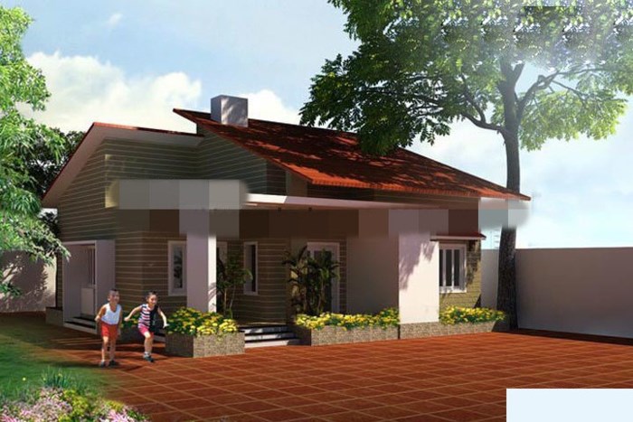 nhà cấp 4 mái lệch