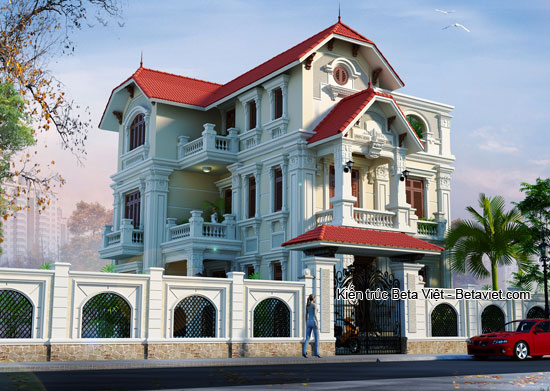 căn biệt thự theo phong cách Pháp.