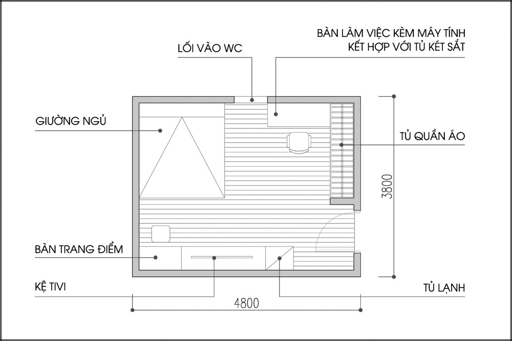 phương án bố trí nội thất số 2