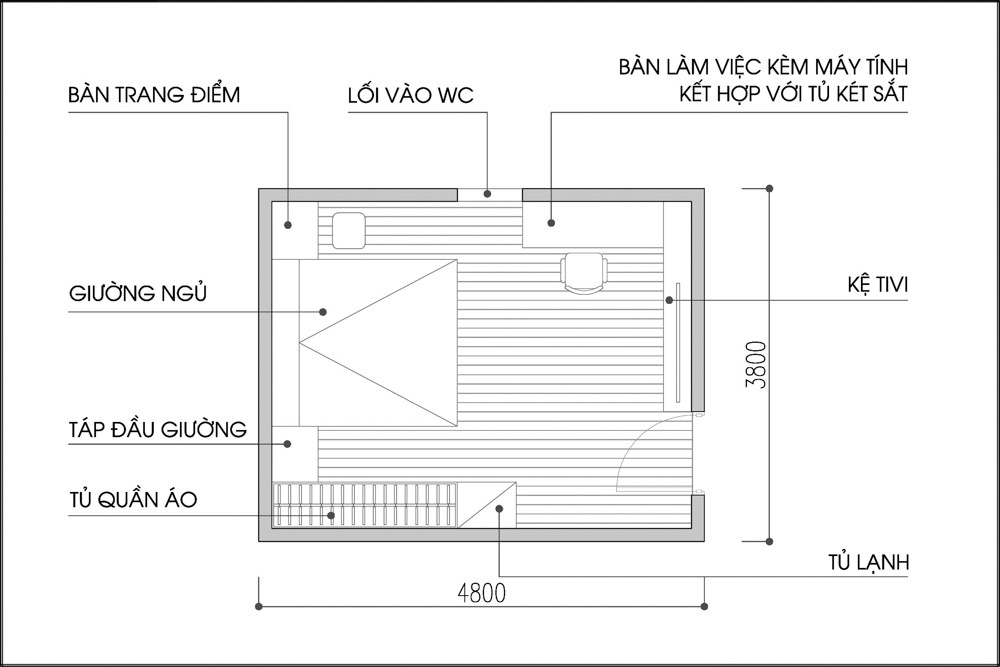 phương án bố trí nội thất số 1