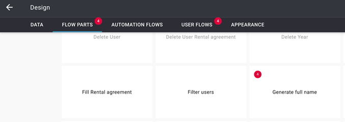 Red design items 2. Triggre no-code app builder.