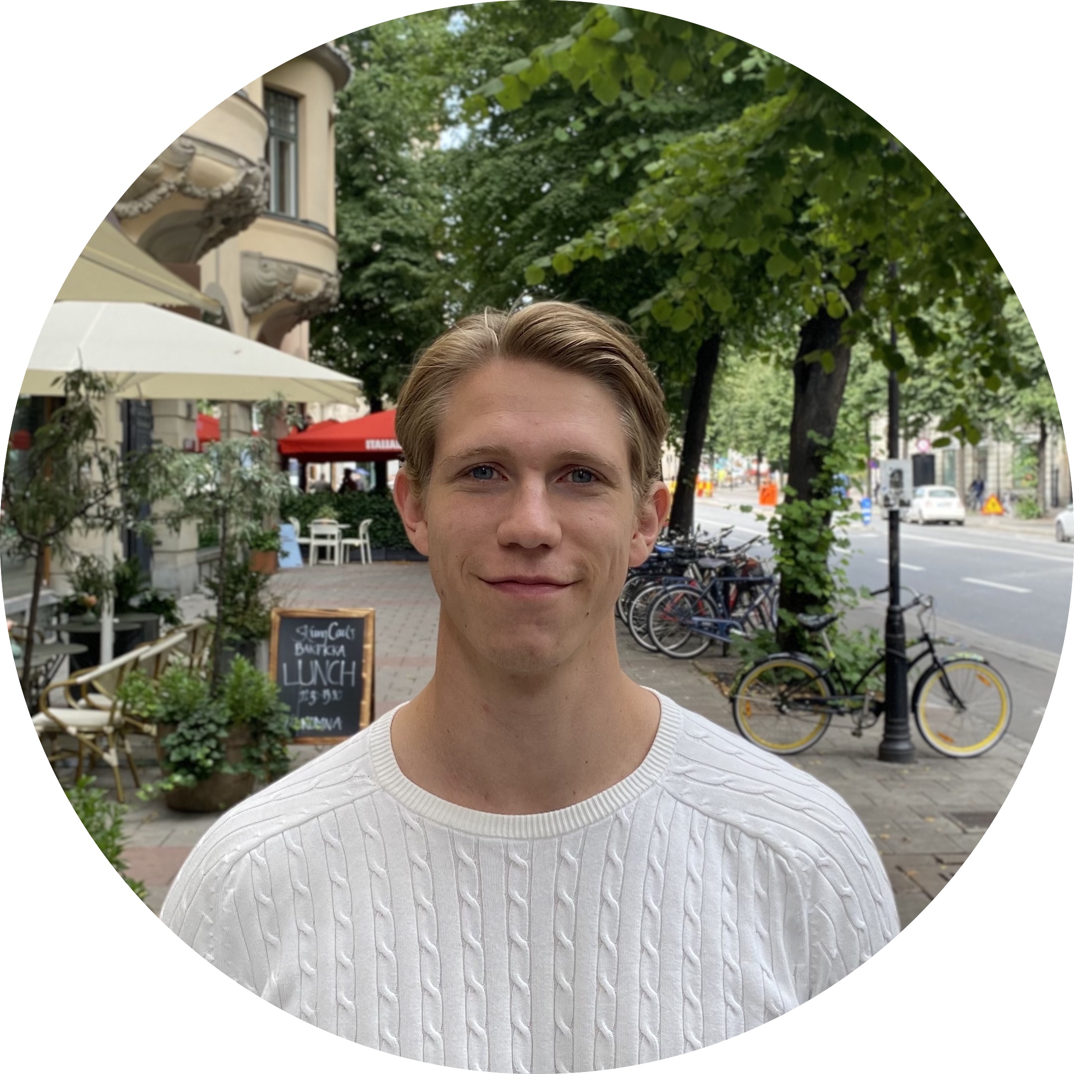 person with city background