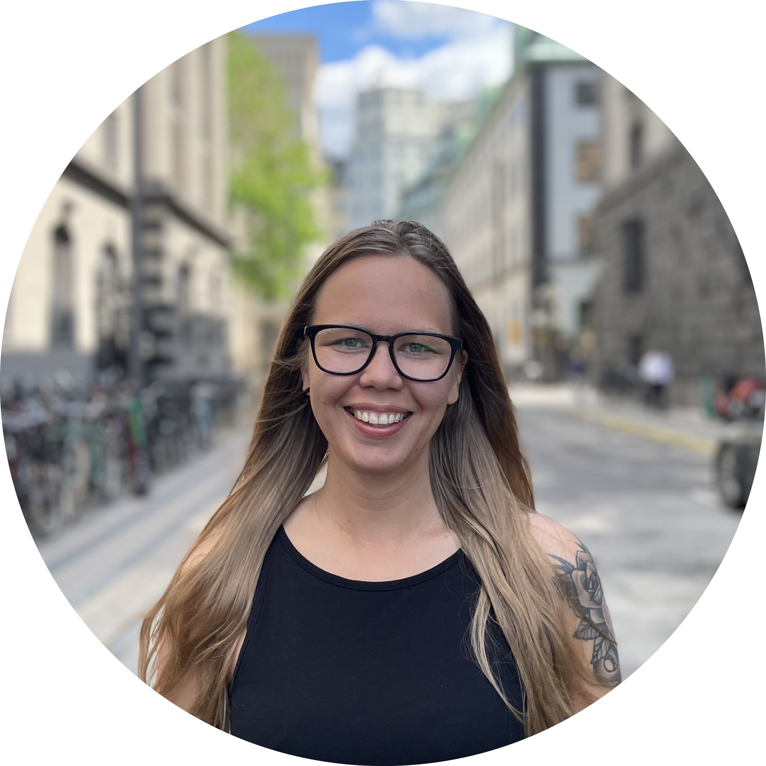 person with city background
