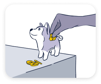 Cofrinho de dinheiro em formato de husky