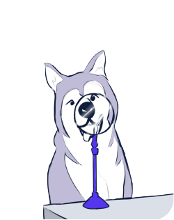 Ilustração de husky olhando um lupa