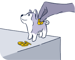 Ilustração de um cofre com formato de husky