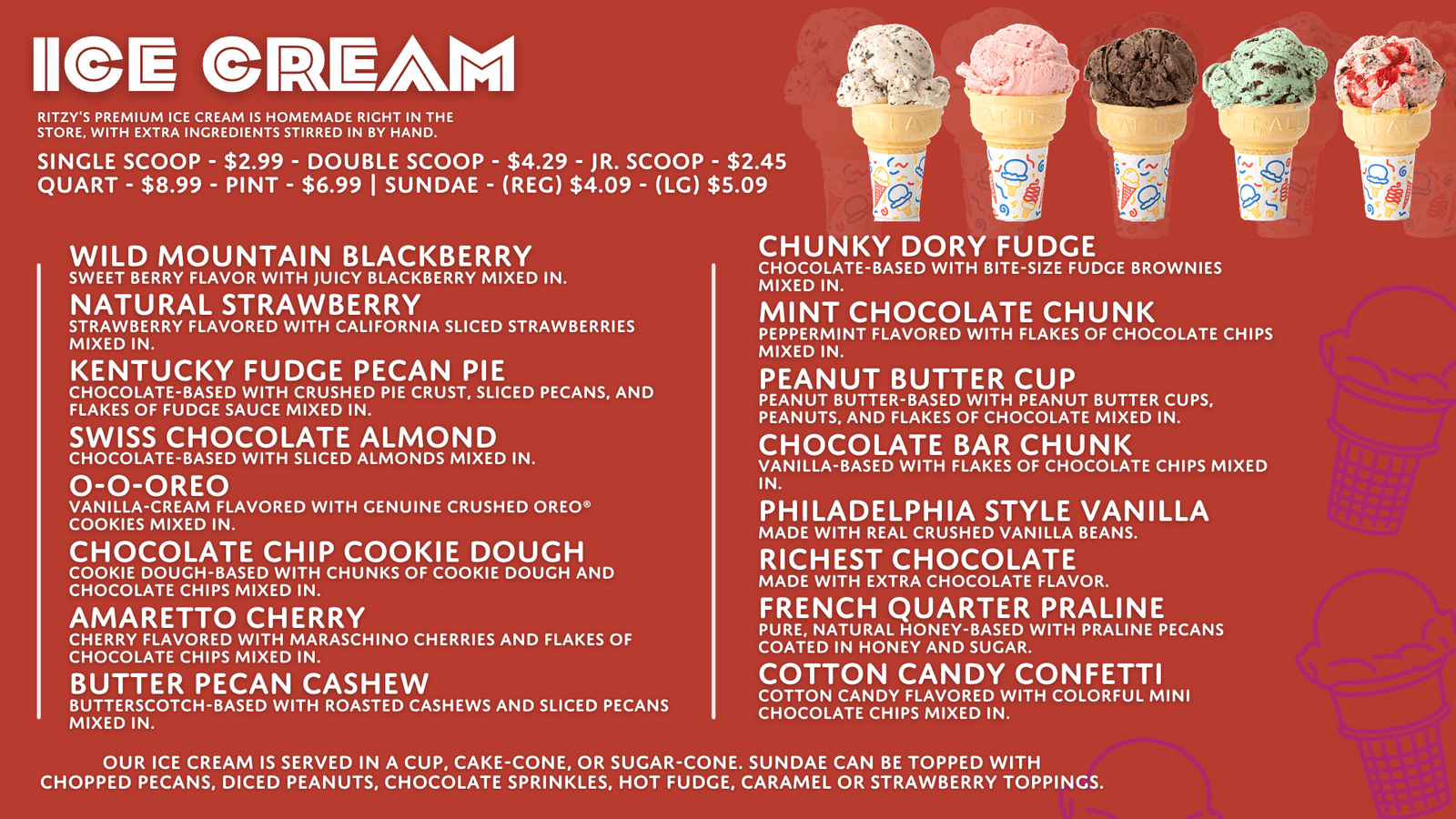 Ritzy's Of Owensboro Menu