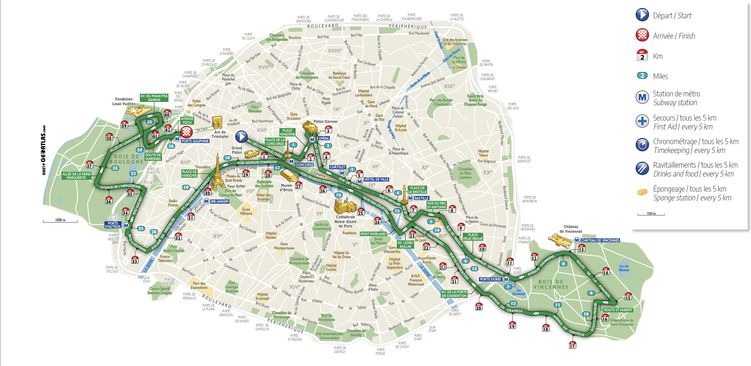 Parcours du Marathon de Paris 2021