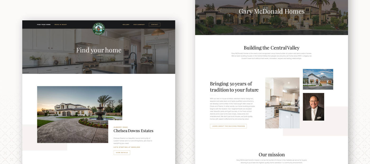 Gary McDonald Homes Find Your Home website design