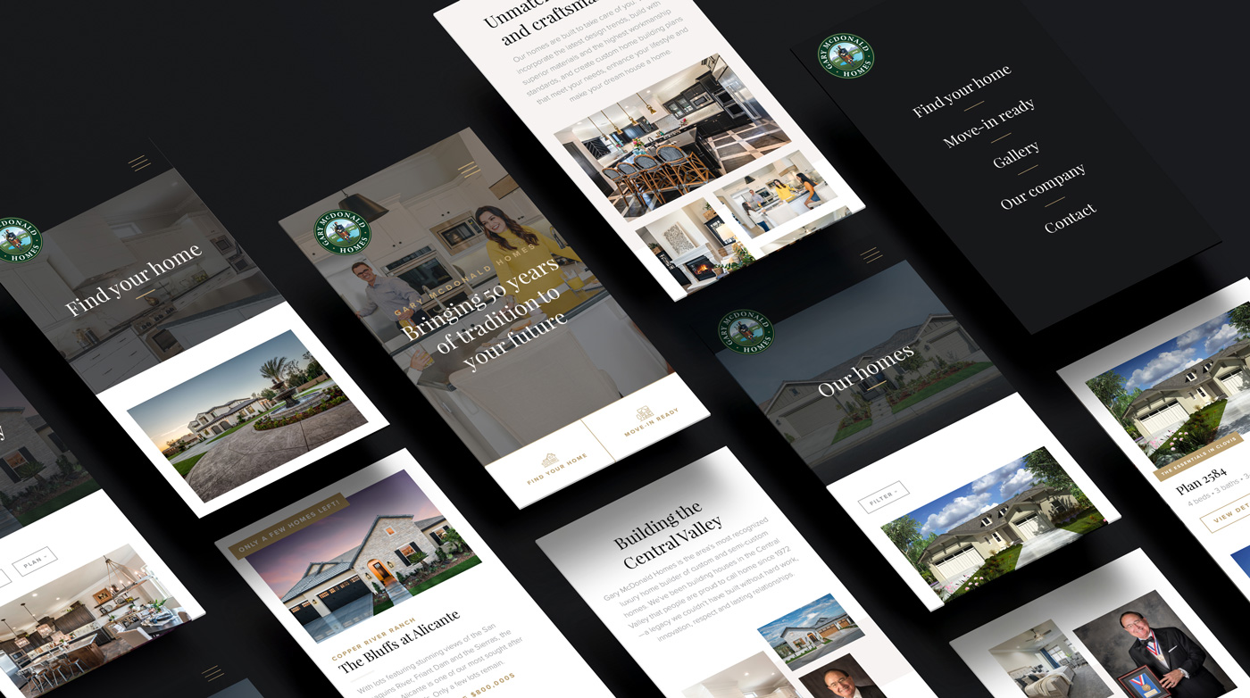 Mobile website design screens