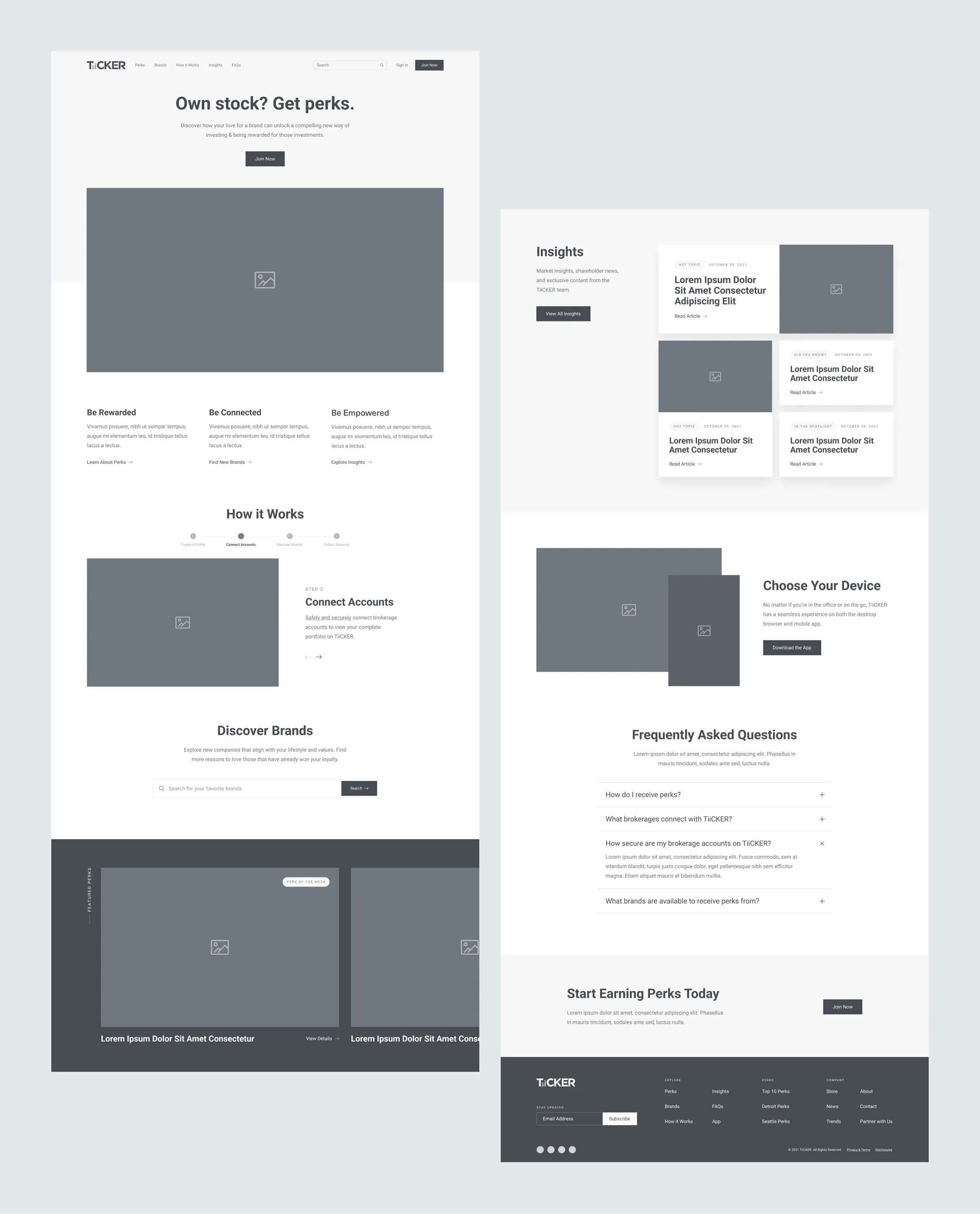 High-fidelity homepage wireframe