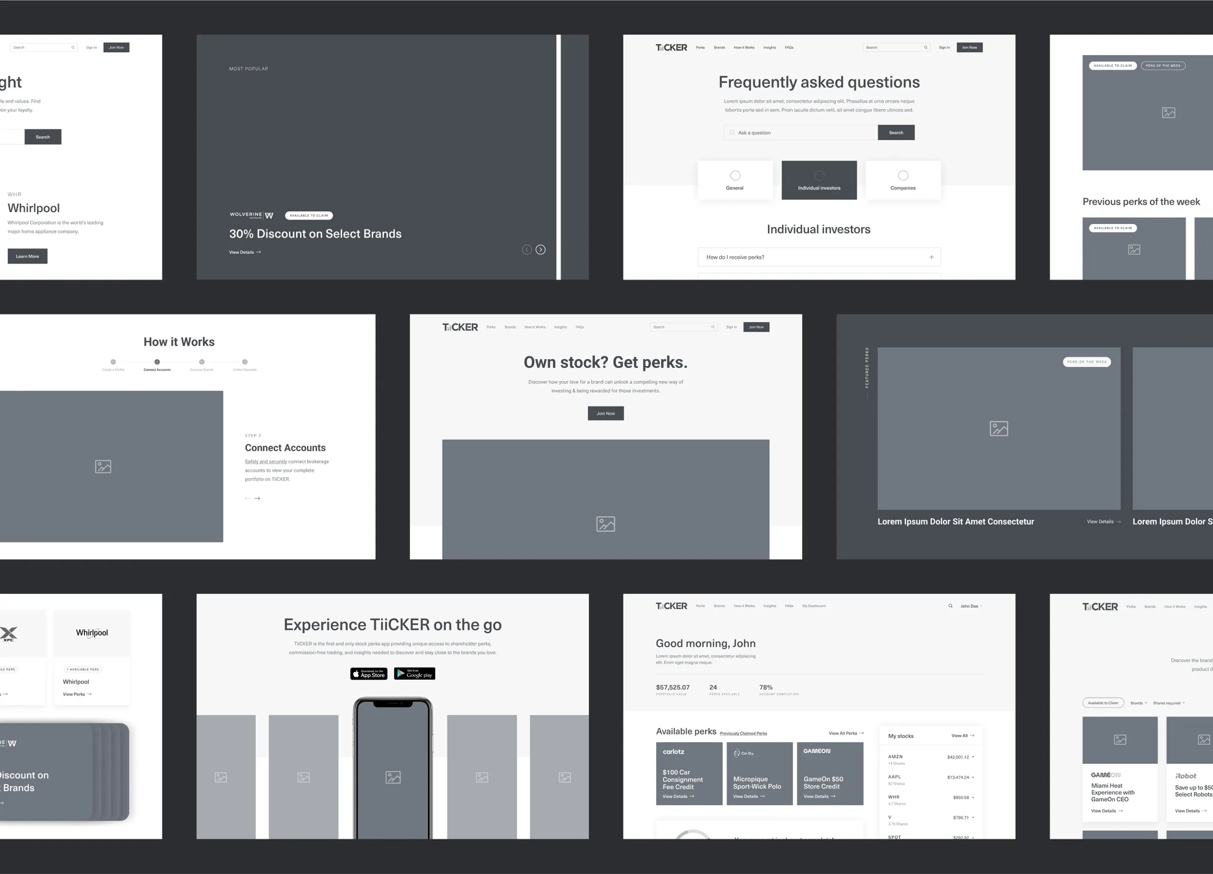 High-fidelity wireframes