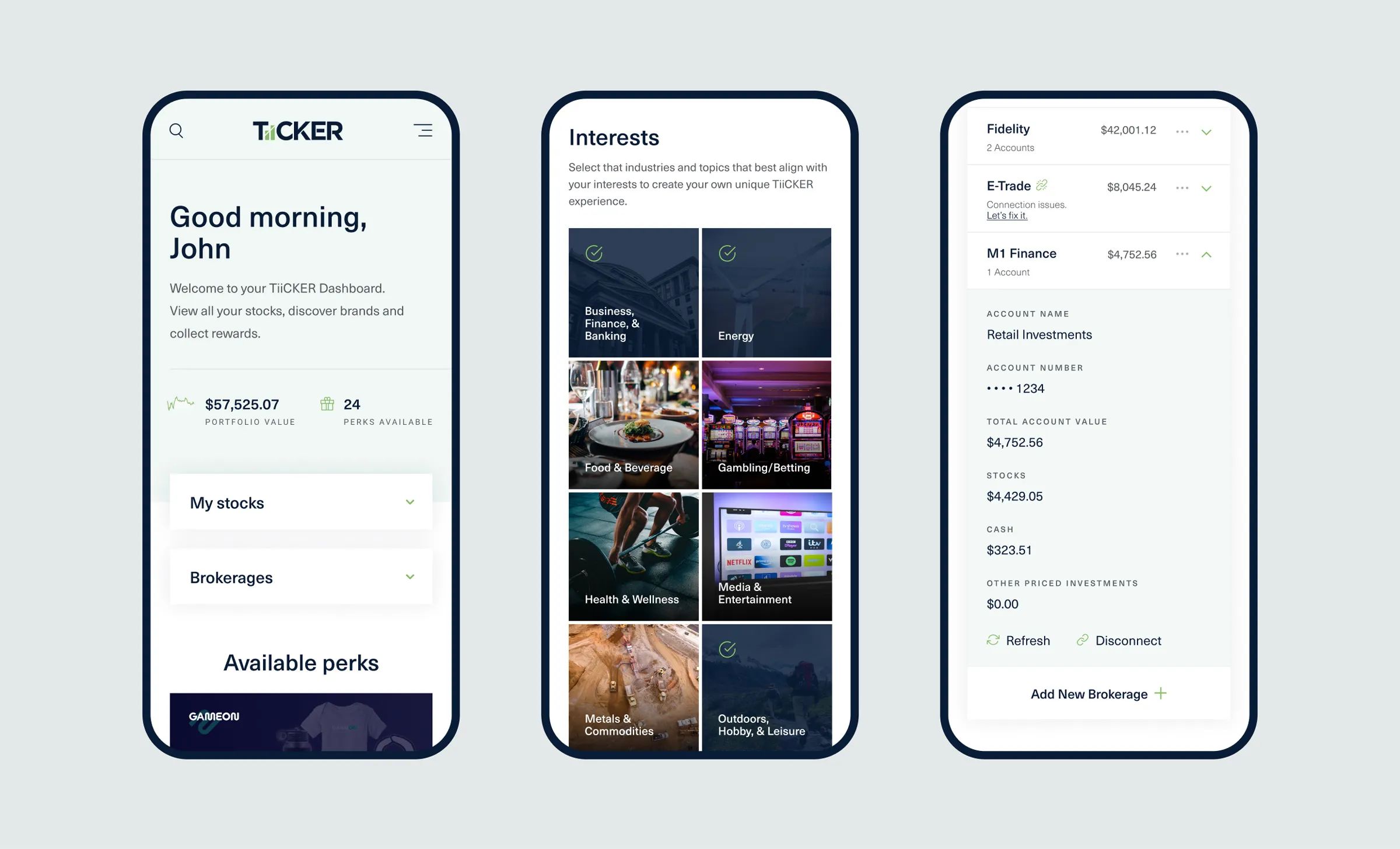 Responsive mobile user dashboard for finance website