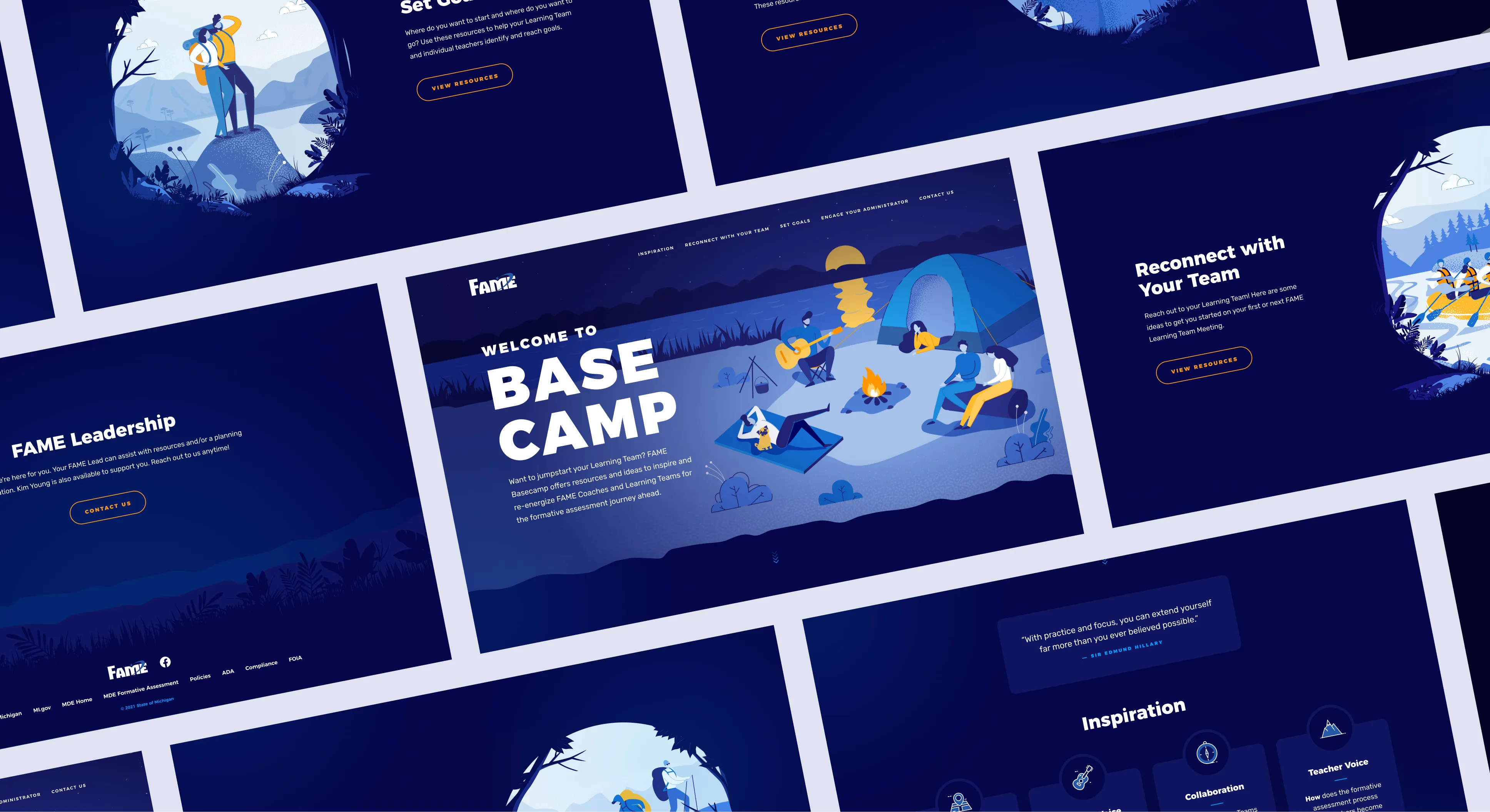 FAME Michigan Basecamp Webflow microsite design