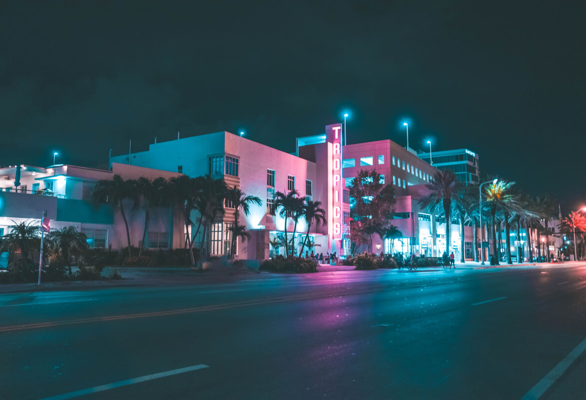 Miami street by night