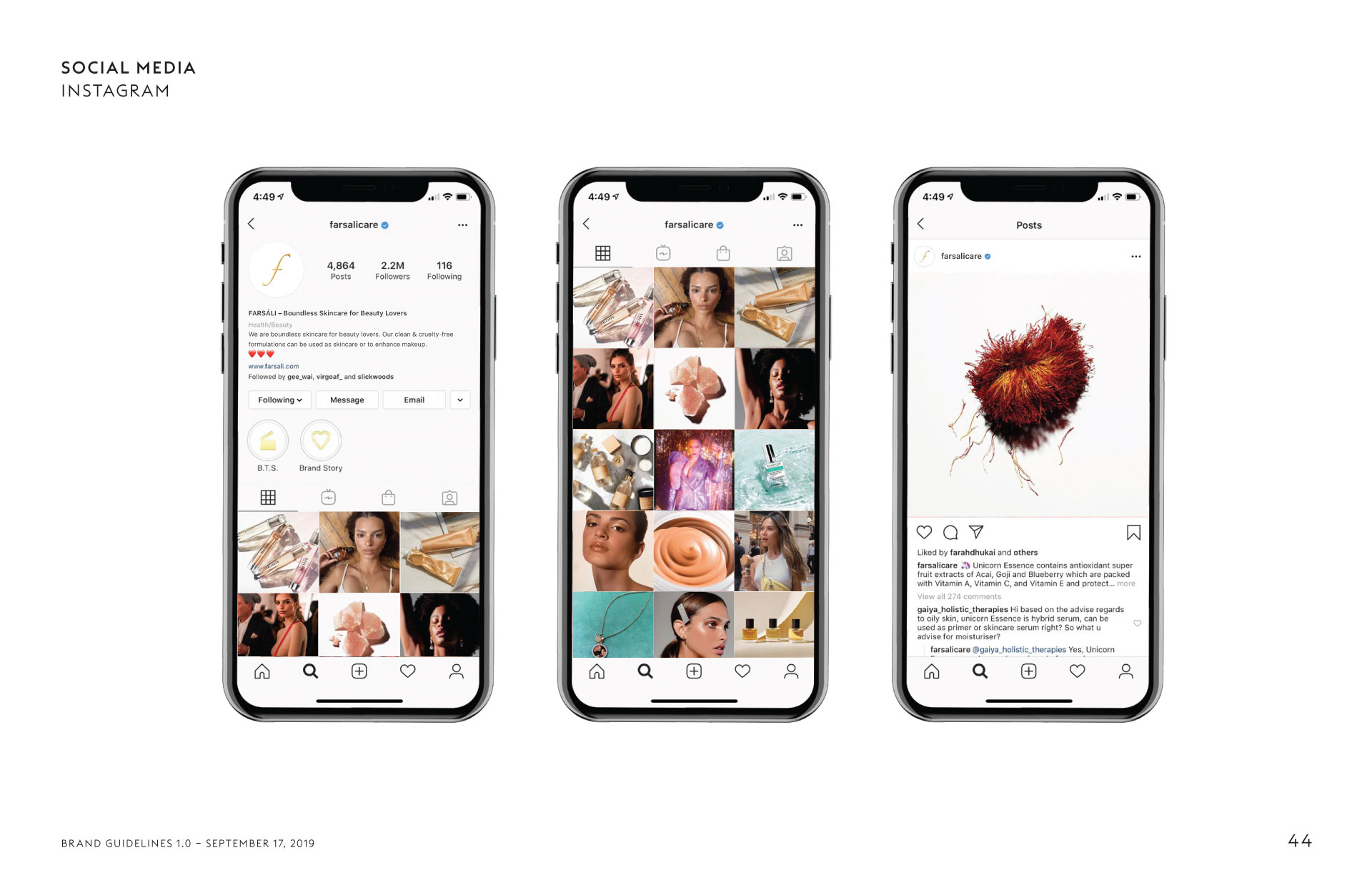 Instagram mockup of Farsali feed