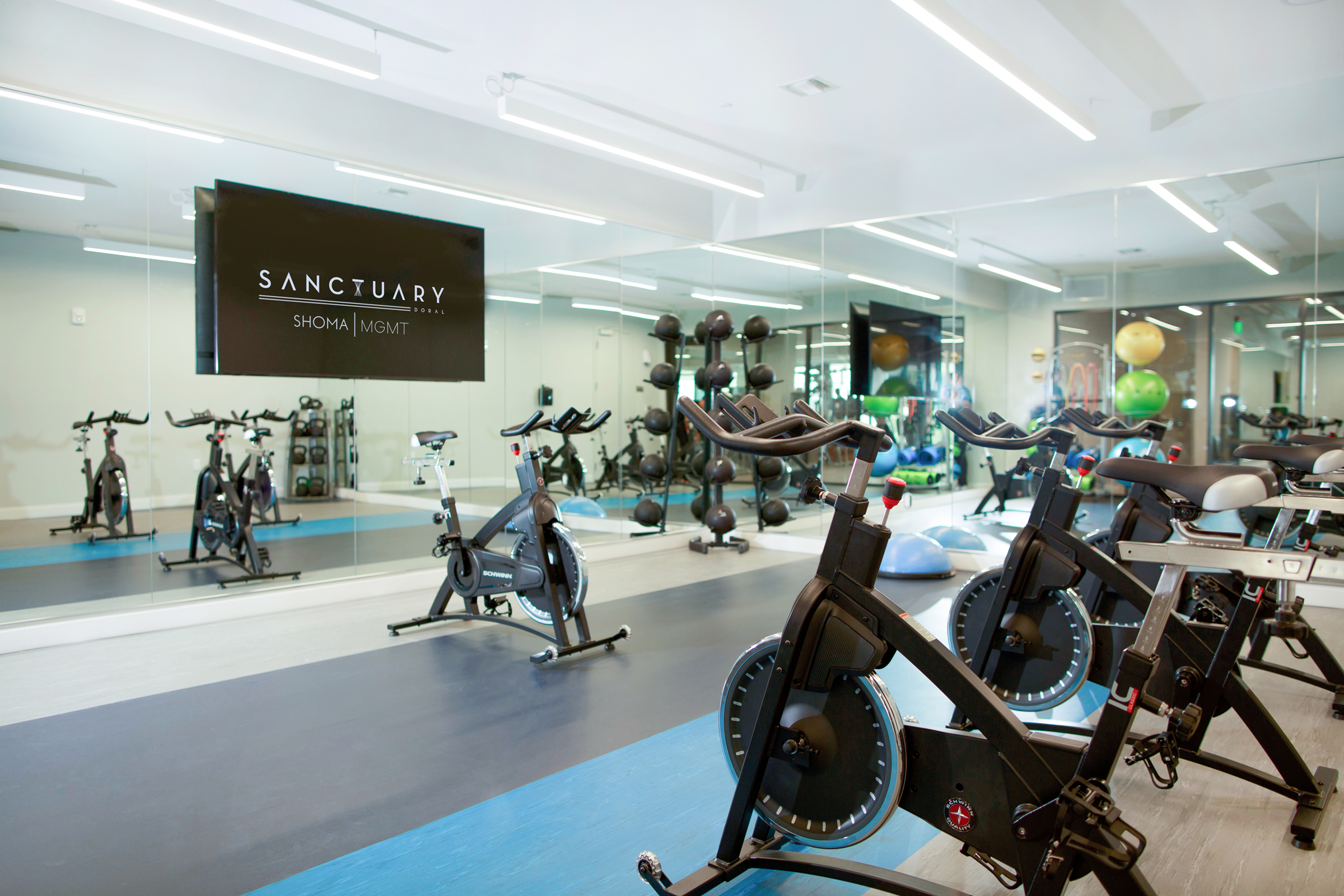indoor cycling fitness center at sanctuary doral