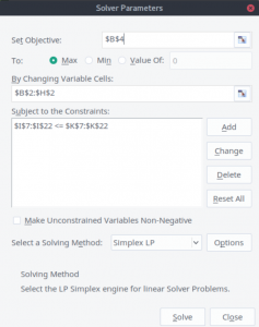 pantalla excel solver parameters