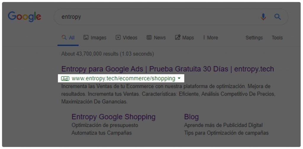 Ejemplo anuncio URL