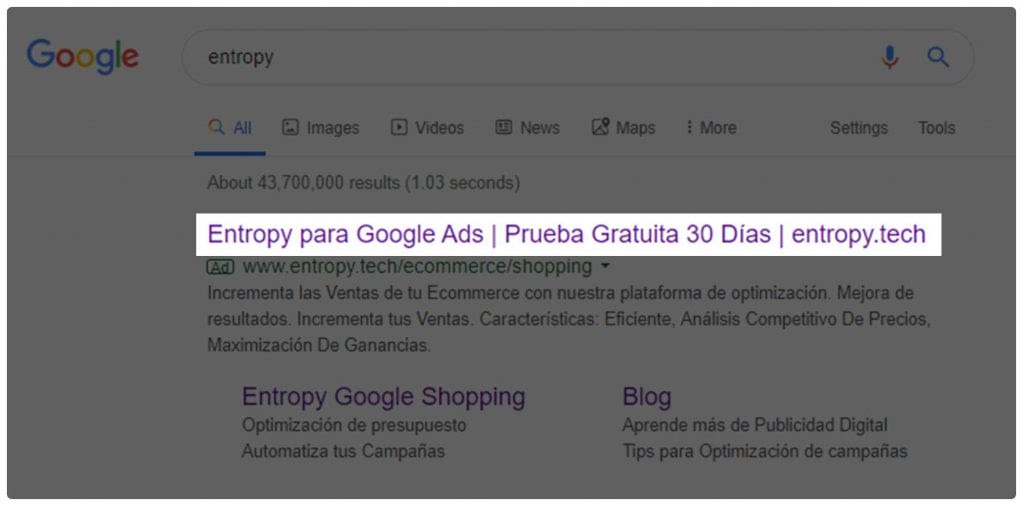 Ejemplo anuncio Títulos