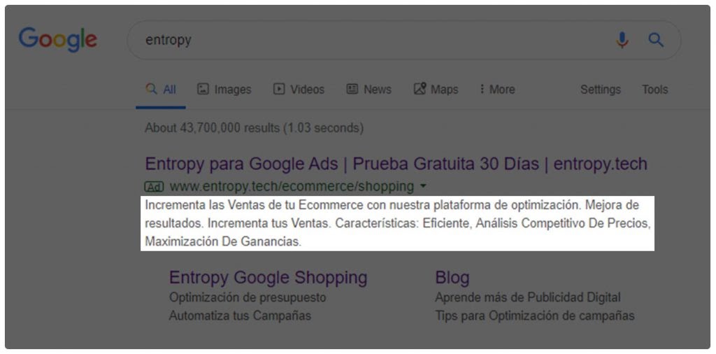 Ejemplo de anuncio descripciones