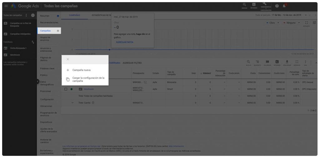 Como hacer una nueva campaña de Google Ads