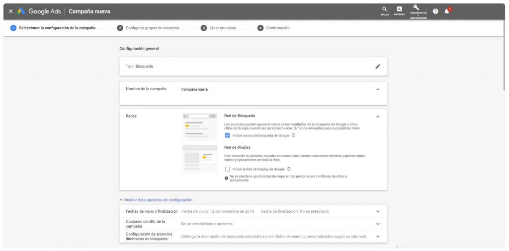 Red de búsqueda Google ads