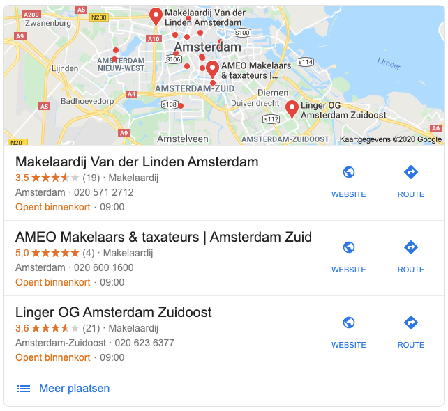 SERP features: lokale resultaten