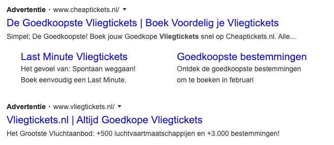 Google ads advertenties in de zoekresultaten