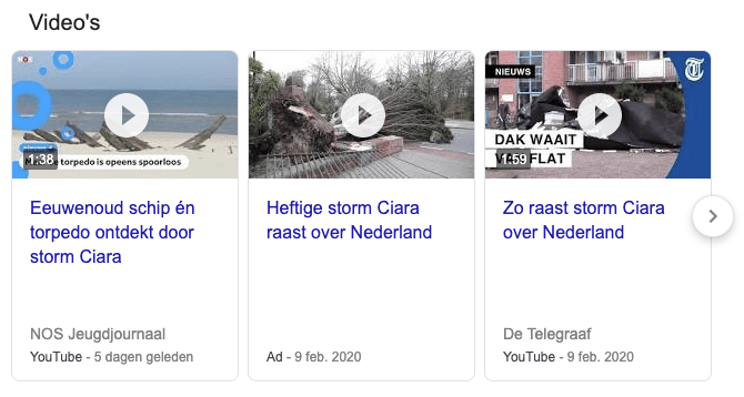 video's in de zoekresultaten