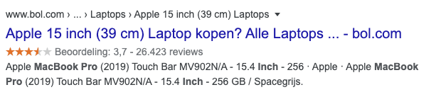 Review snippet in Google