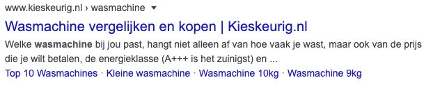 site links in de zoekresultaten