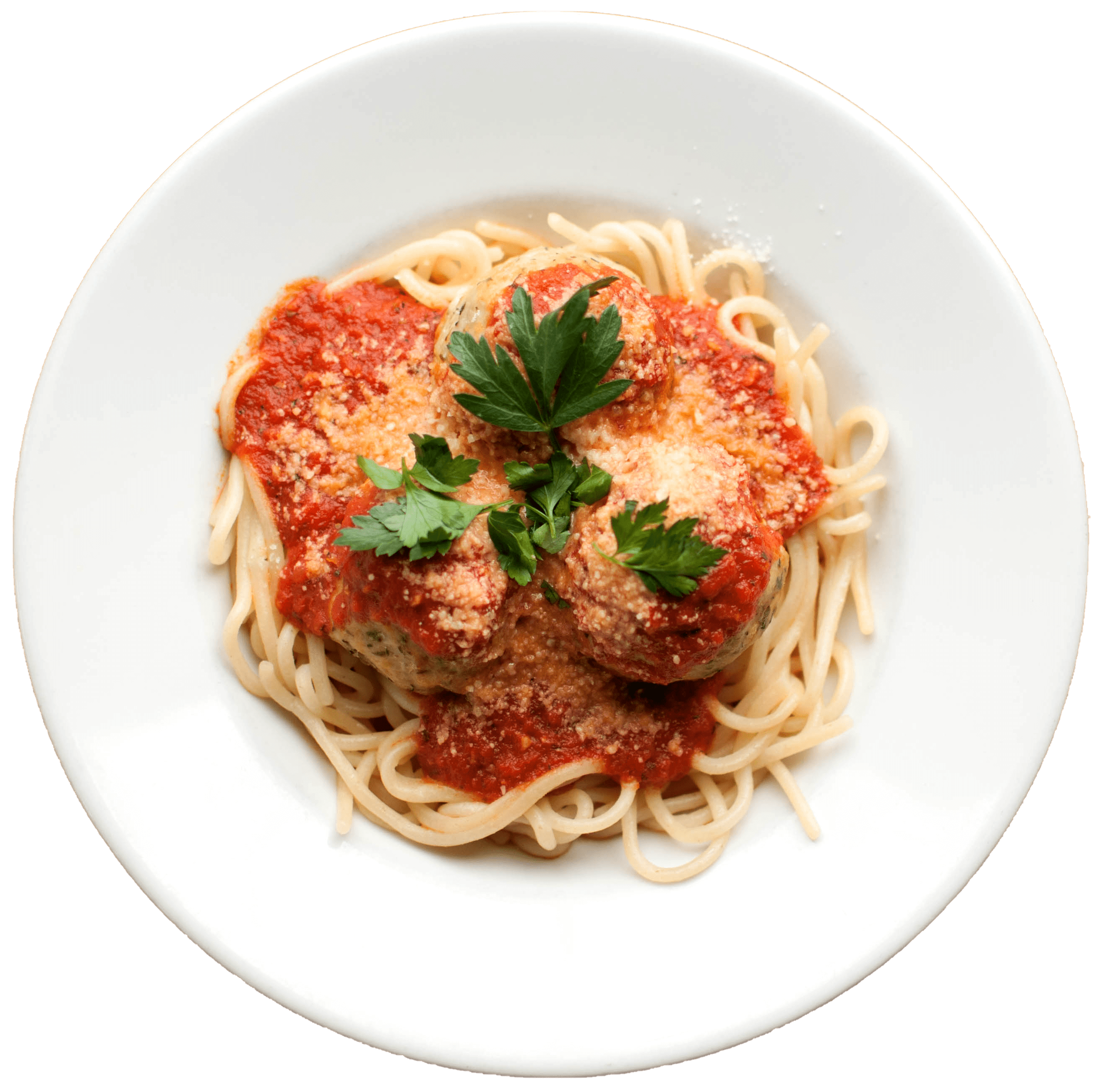 A picture of Twenty Fourth Pizza and meatballs delicious pasta in a dish