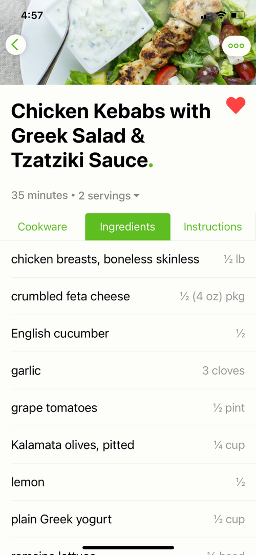 ui competitive analysis- recipe detail page