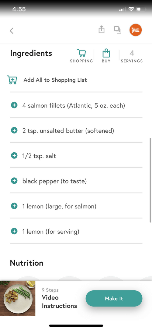 ui competitive analysis-recipe detail page - yummly