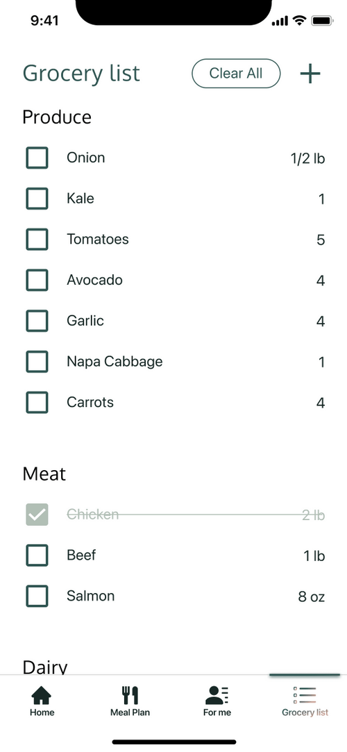 grocery list iteration 2