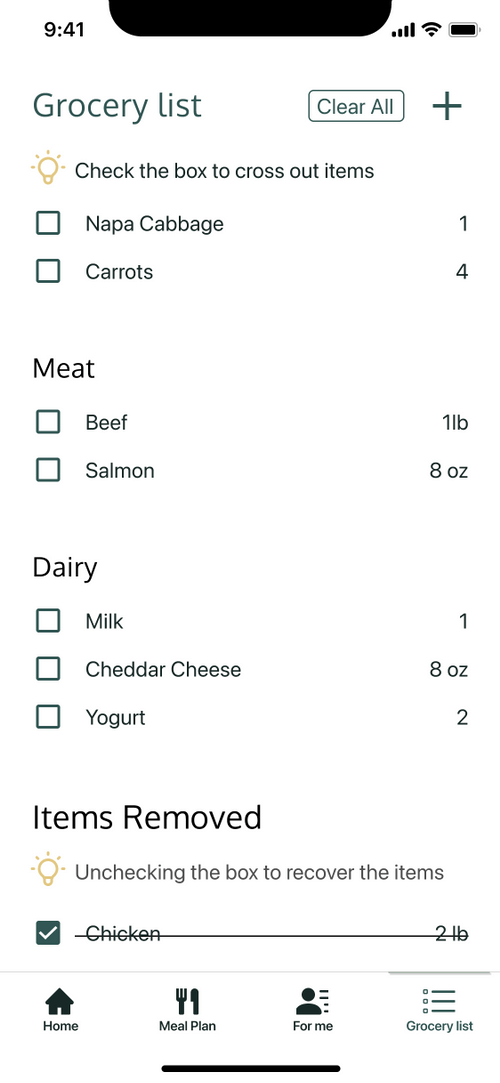 grocery list iteration 1