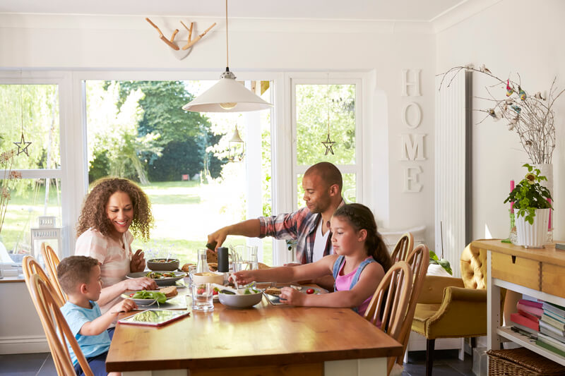 family in kitchen