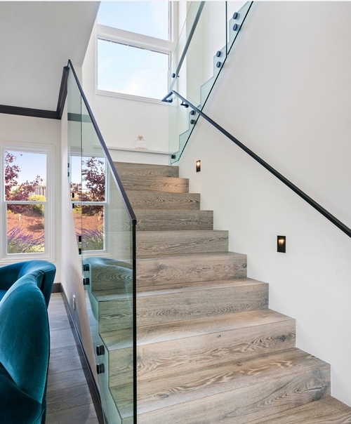 Glass Stair Railing Matte Black