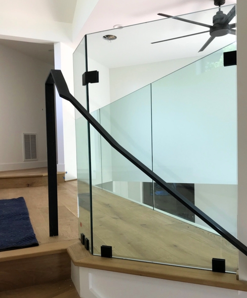 Glass Stair Railing Guard Rail Matte Black