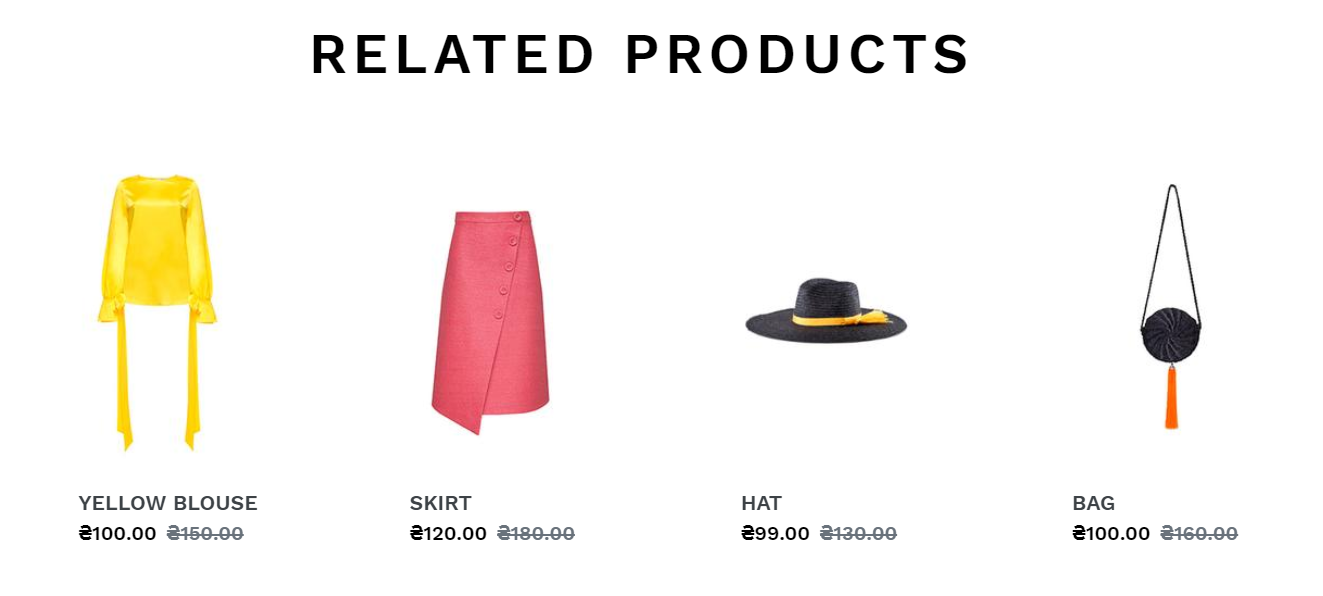 Section with related products in Shopify online store