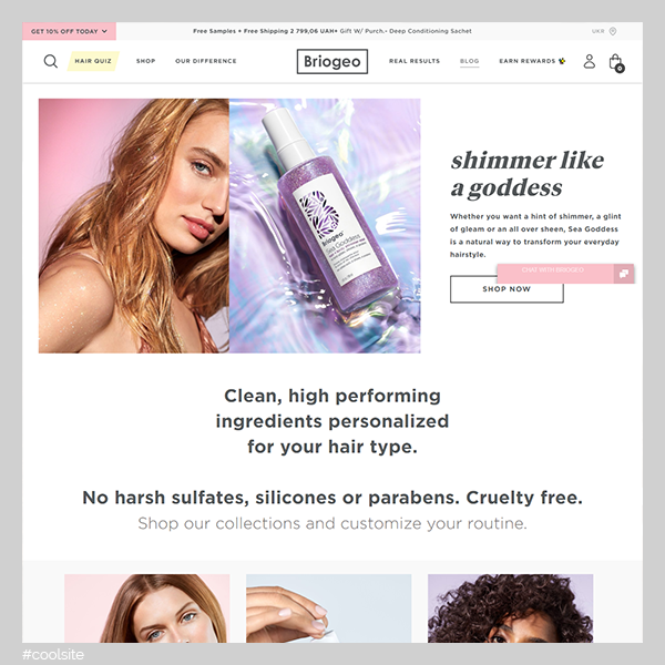 Briogeo is a cool hair care products store