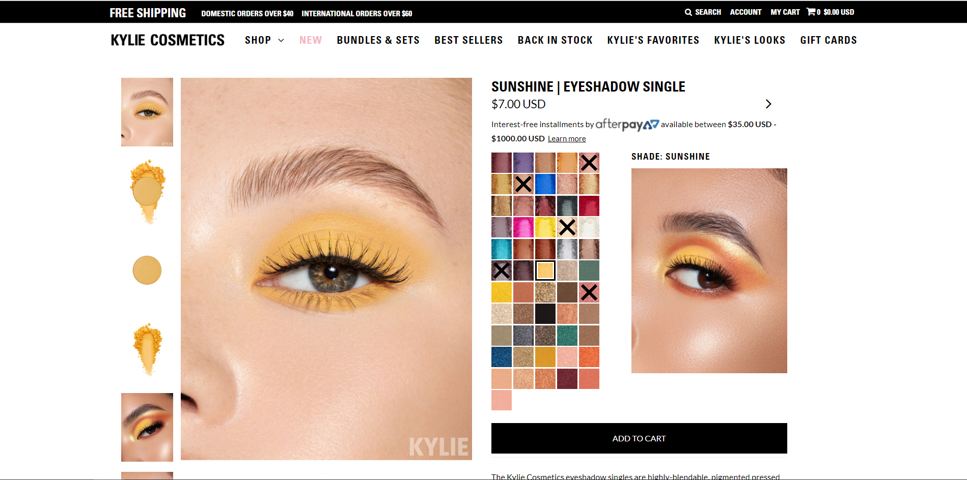 Example of products at Kylie Cosmetics