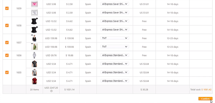 confirm orders
