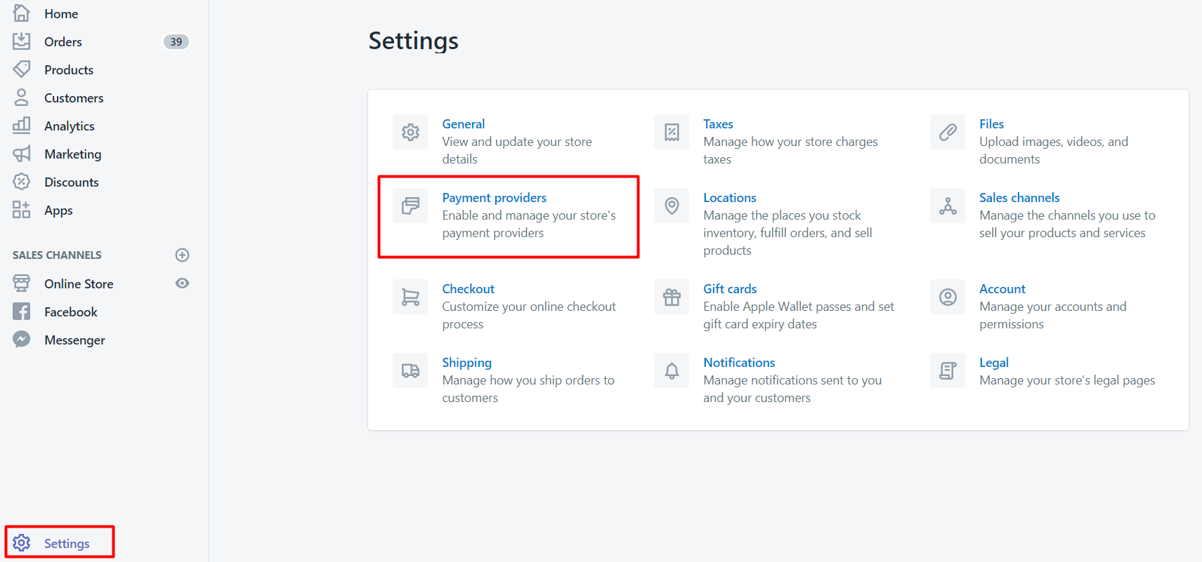 choice of a payment provider