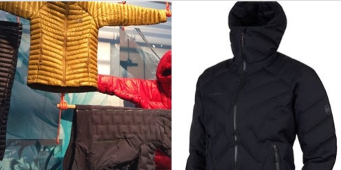 Photo 1; Mountain Hardwear selection of quilted products © Anne Prahl Photo 2; Mammut Photics HS Thermo Hooded Jacket © image at www.sympatex.com