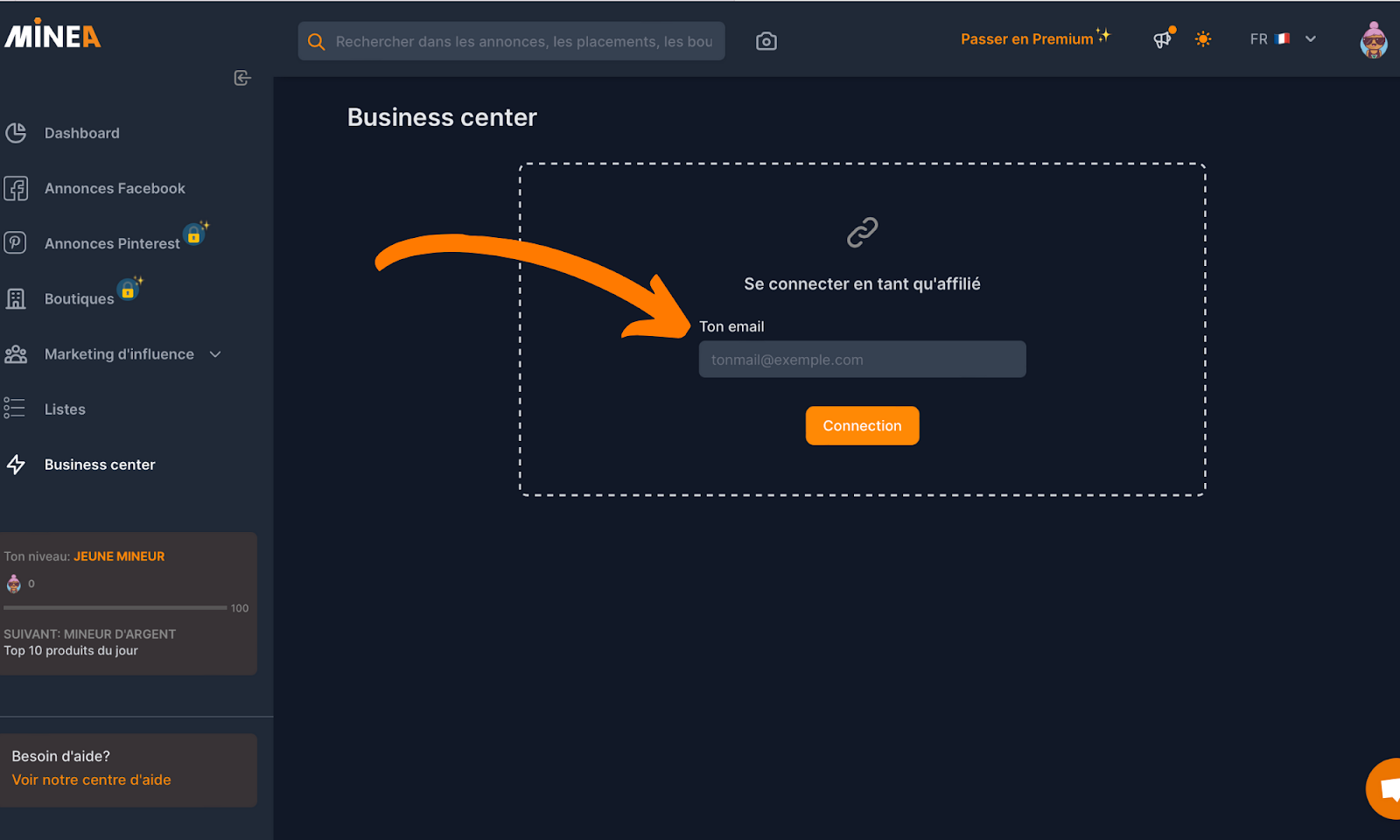 connecter votre compte “affilié”